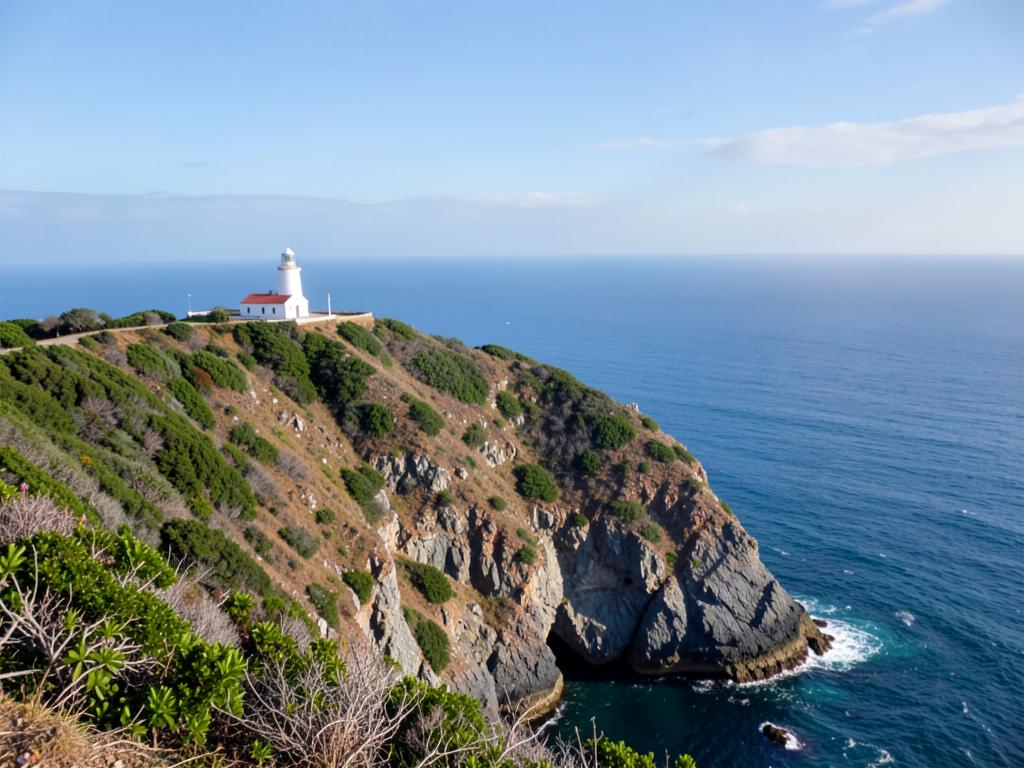 Farol da Ponta do Seixas sobre a falésia