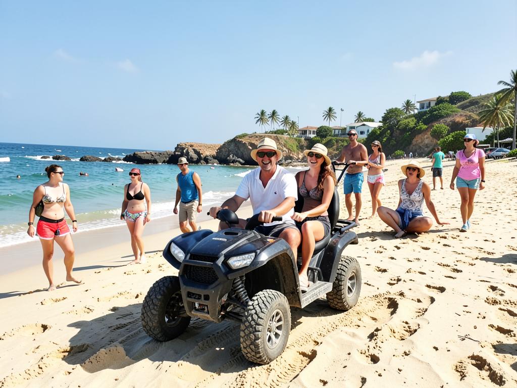 Passeio de buggy na areia com turistas