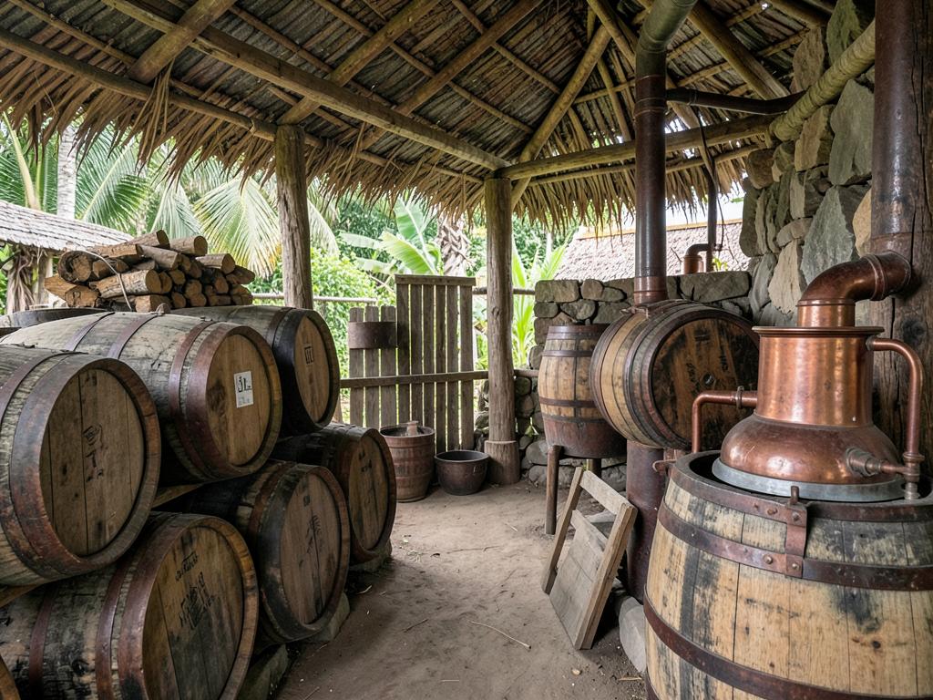 Engenho de cachaça artesanal com alambique de cobre